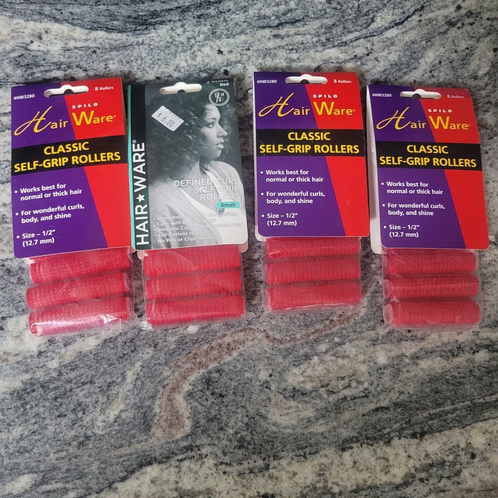 Hair Ware  8 roller self‎ gripping Small 1/2" RED  4 Packs